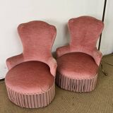Pair of powder pink toad armchairs