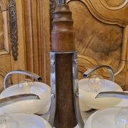 1950 Vintage Lustre Ceiling Light with 4 Opaline Shades