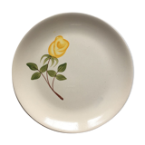 Assiette en faience de Digoin décorée d’une rose jaune