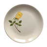 Assiette en faience de Digoin décorée d’une rose jaune