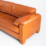 Three-seater sofa in cognac-colored leather produced by De Sede. Model DS-17/123, Switzerland, 2000s