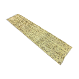 Distressed Turkish Narrow Runner 267x63 cm wool Vintage rug, Overdyed Yellow