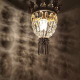 Lámpara de techo de cristales. España, 1950s.