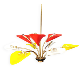 Vintage multi colour Italian chandelier, 1960s