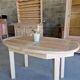 Oval wooden table – 2 extensions – sandblasted & varnished