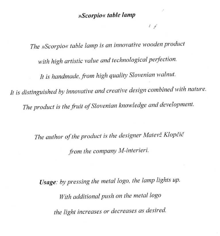 SCORPIO Walnut Wood Desk Lamp