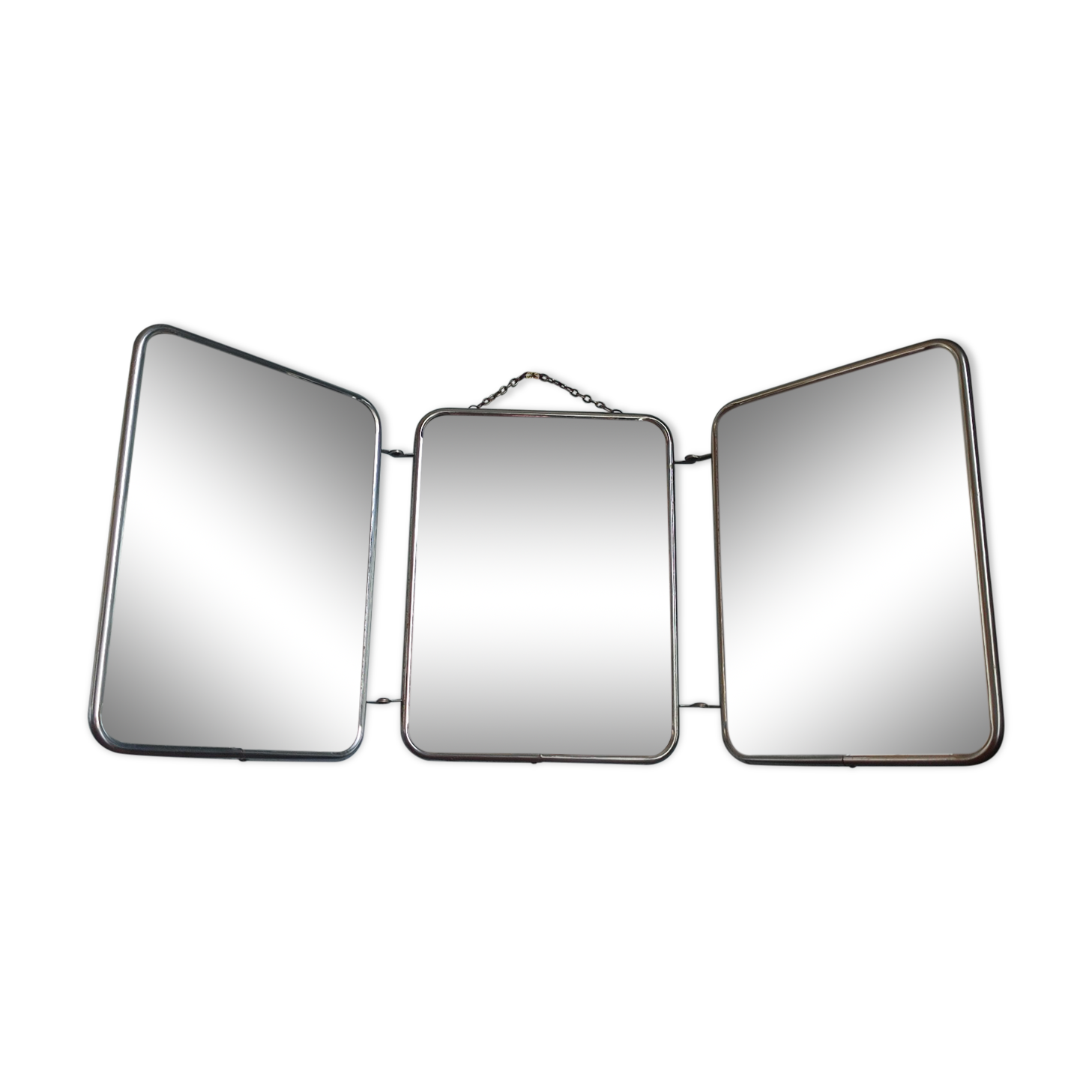 Vintage folding triptych barber mirror