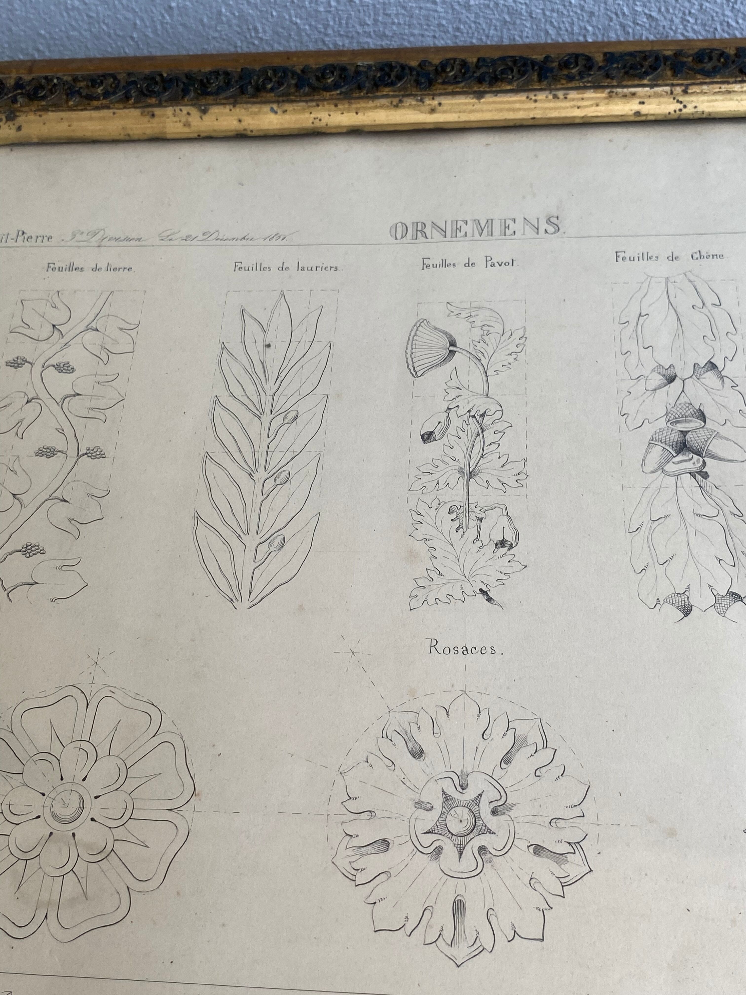 Architectural drawing 1857, glazed wood frame