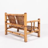Italian Modern bamboo-wicker bench, 1970's