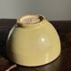 Small vintage yellow terracotta bowl with a handmade pedestal H8 D12