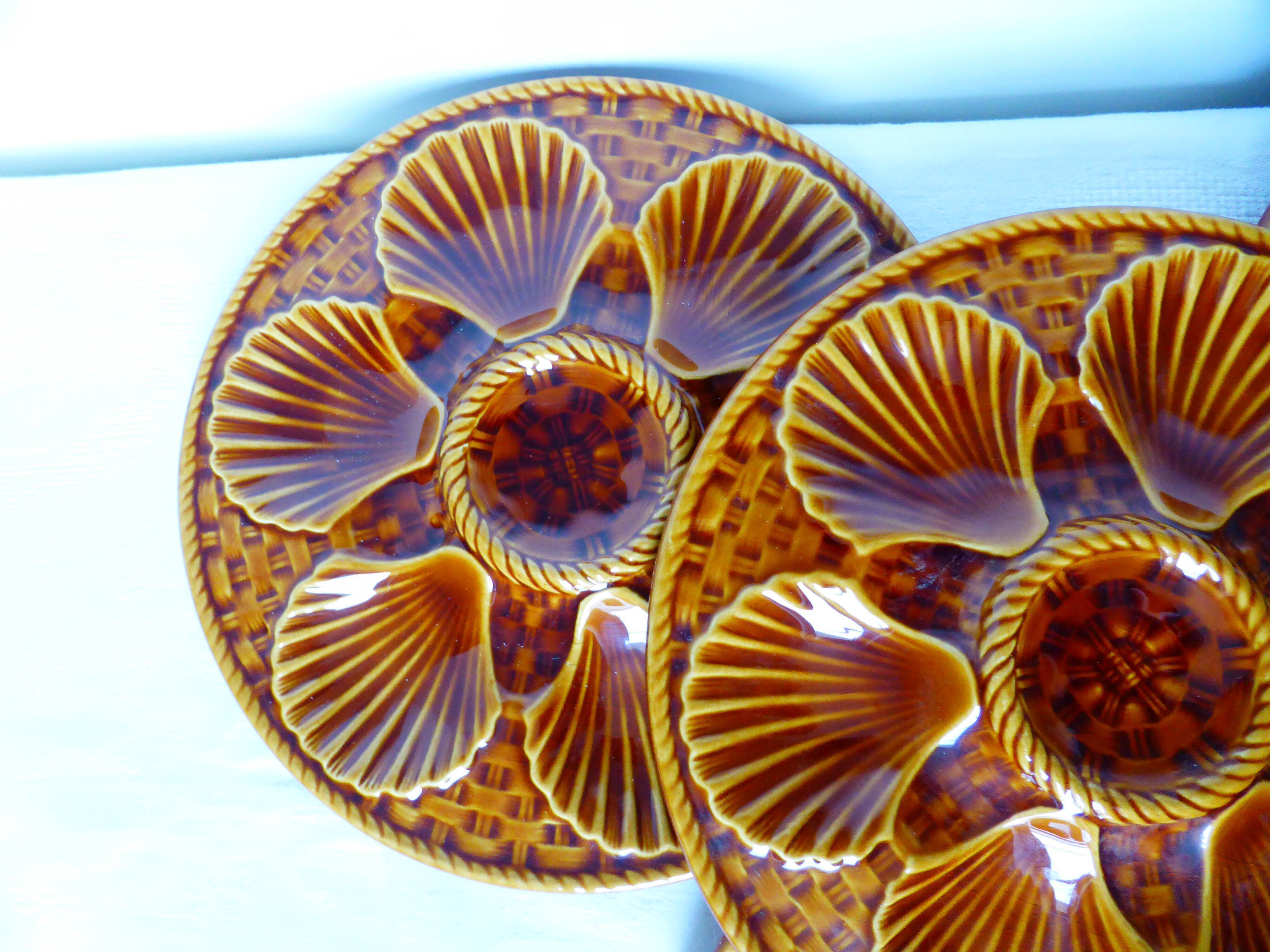4 vintage oyster plates from Longchamp porcelain 210790
