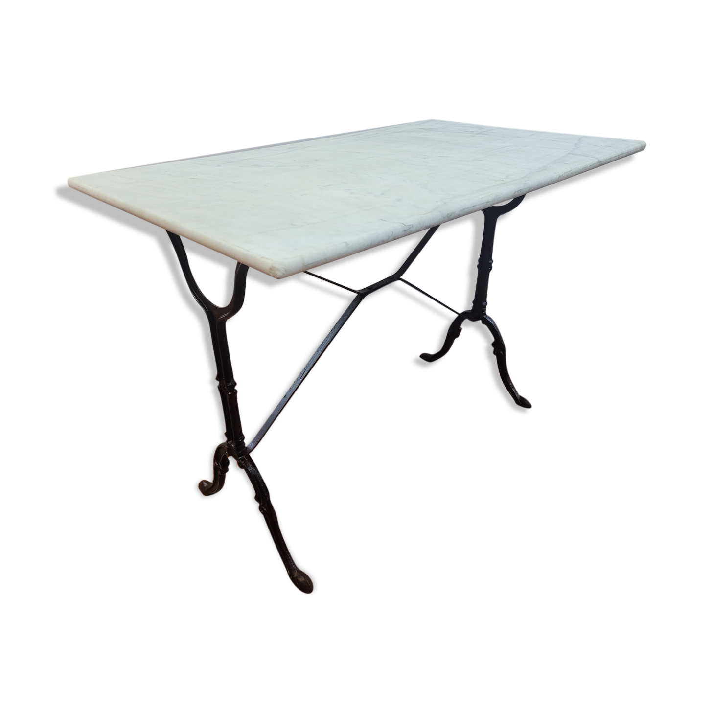 Bistro table base cast iron over marble