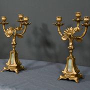 Paire de candélabres en régule doré et onyx – 1940