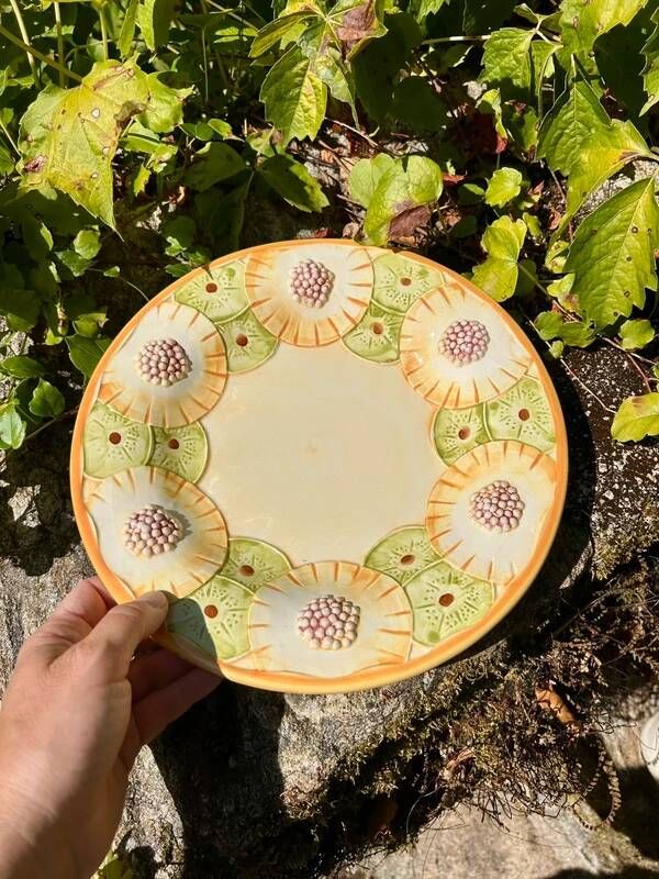 Assiette barbotine aux fruits
