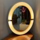 Large oval mirror, Space Age design, vintage from the 1970s.