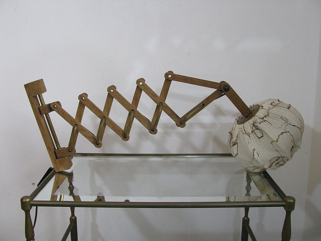 Applique murale/lampe à ciseaux. Holz Teak , Linus Bopp Limbach. Années 1970