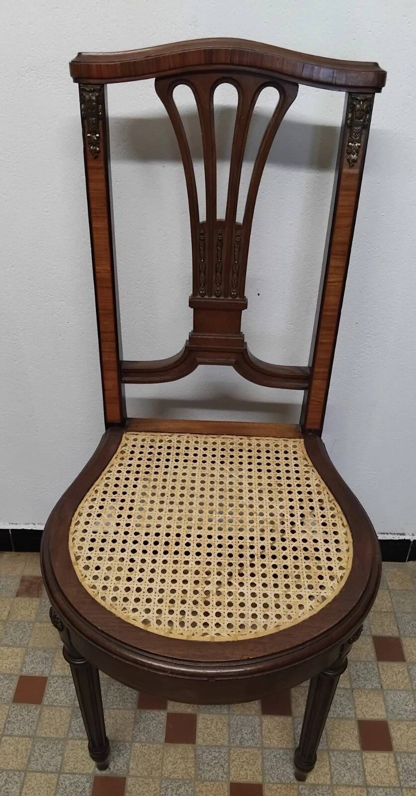 Antique Louis XVI Style Chair with Caned Seat