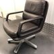 Office armchair in brown and aluminum leather around 1970