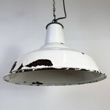 Industrial British White Enamel Factory Pendant Lamp from Benjamin, 1960s
