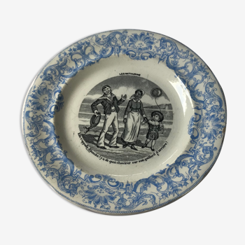 Talking plate "the mathurins" opaque porcelain of Gien