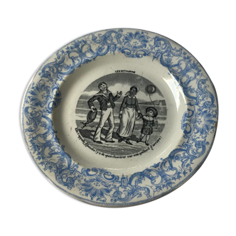 Talking plate "the mathurins" opaque porcelain of Gien
