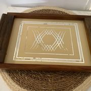 Vintage Art Deco service tray / 1970s – wood & mirrored base