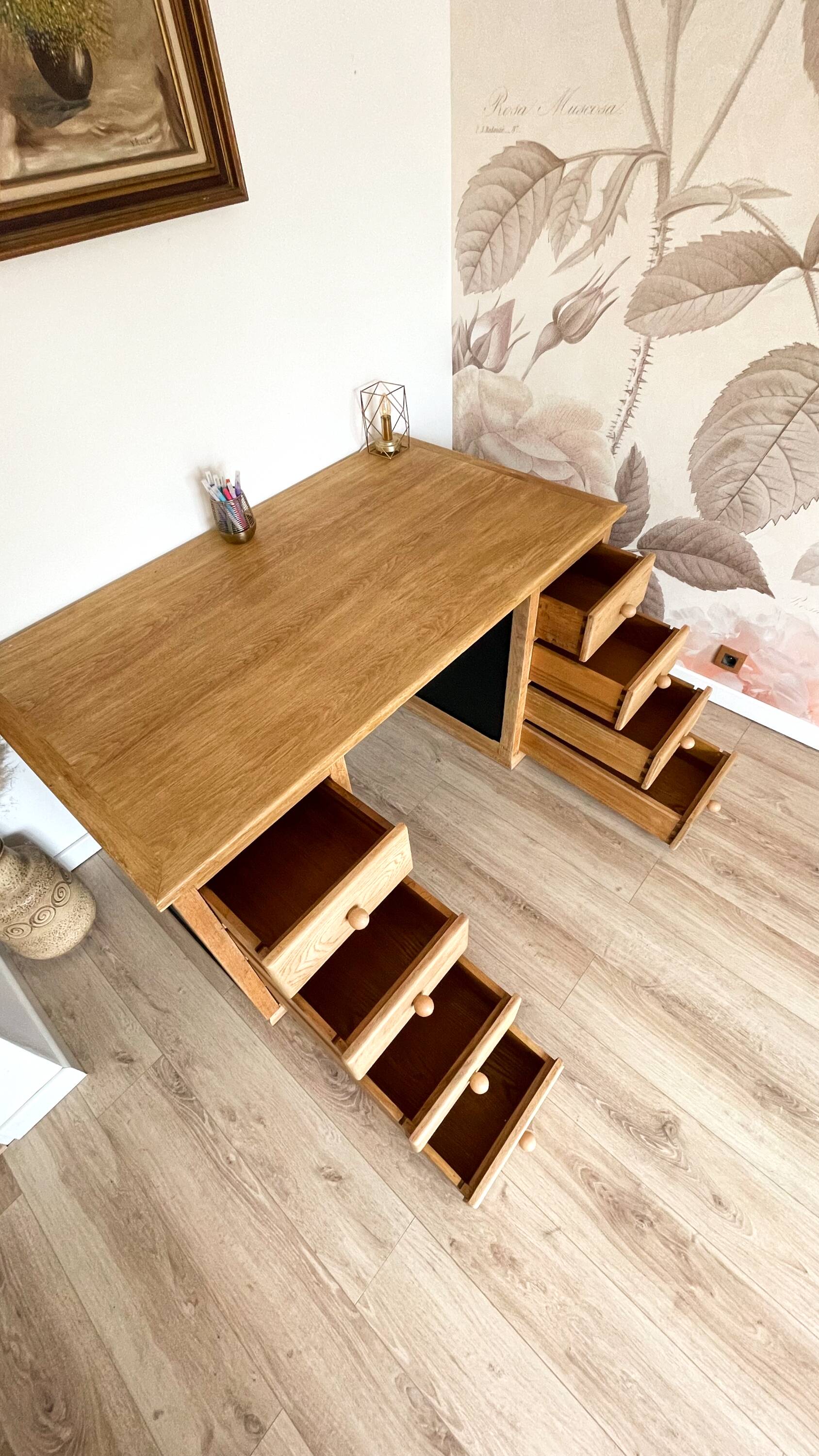 Large solid oak desk