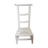 Chaise en bois paillée ancienne blanche