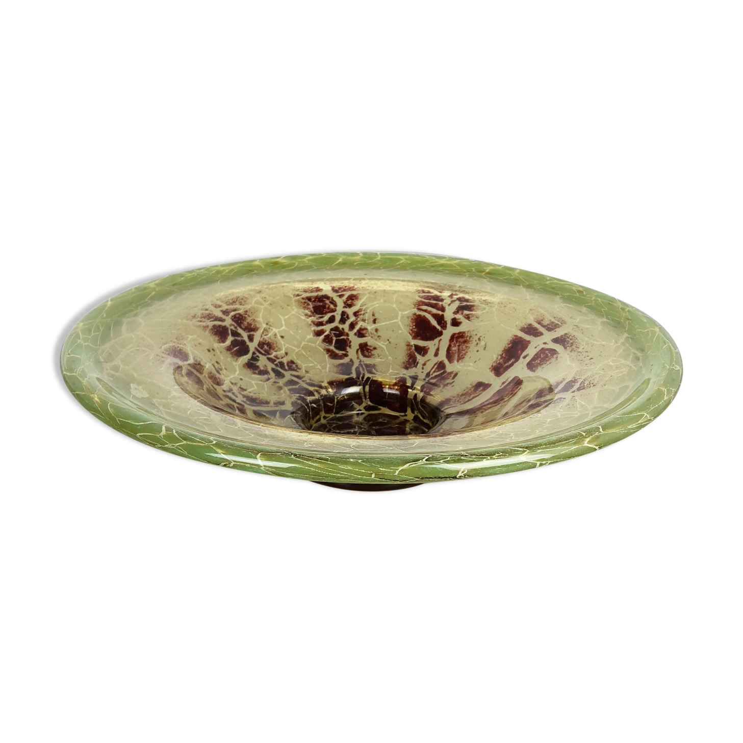 German Glass Bowl by Karl Wiedmann for WMF Ikora, 1930s Bauhaus Art Deco