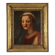 Ancient painting Female head attributed to A. Del Sarto, tempera on wood