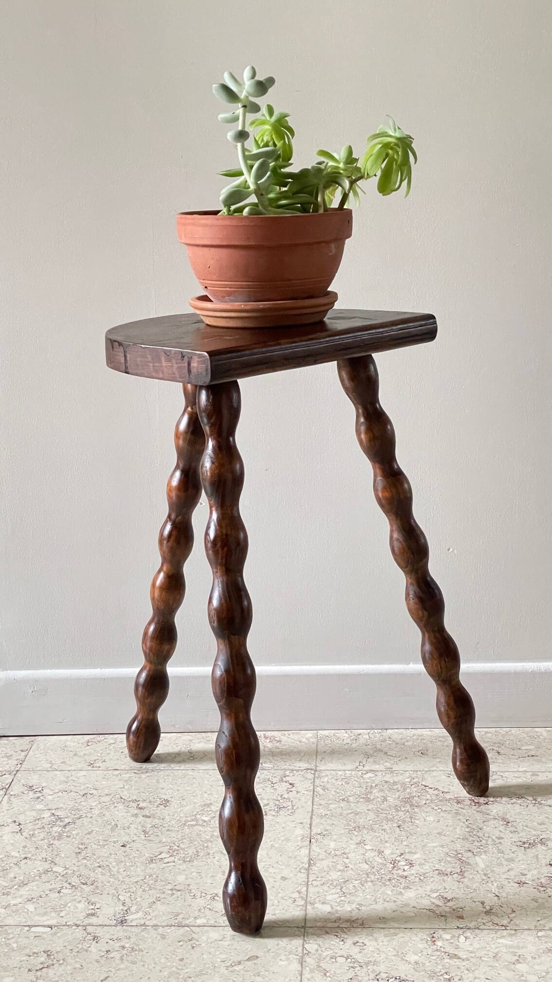 Vintage turned tripod wooden stool