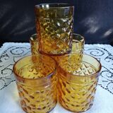 Set of 6 old Pernod amber glasses