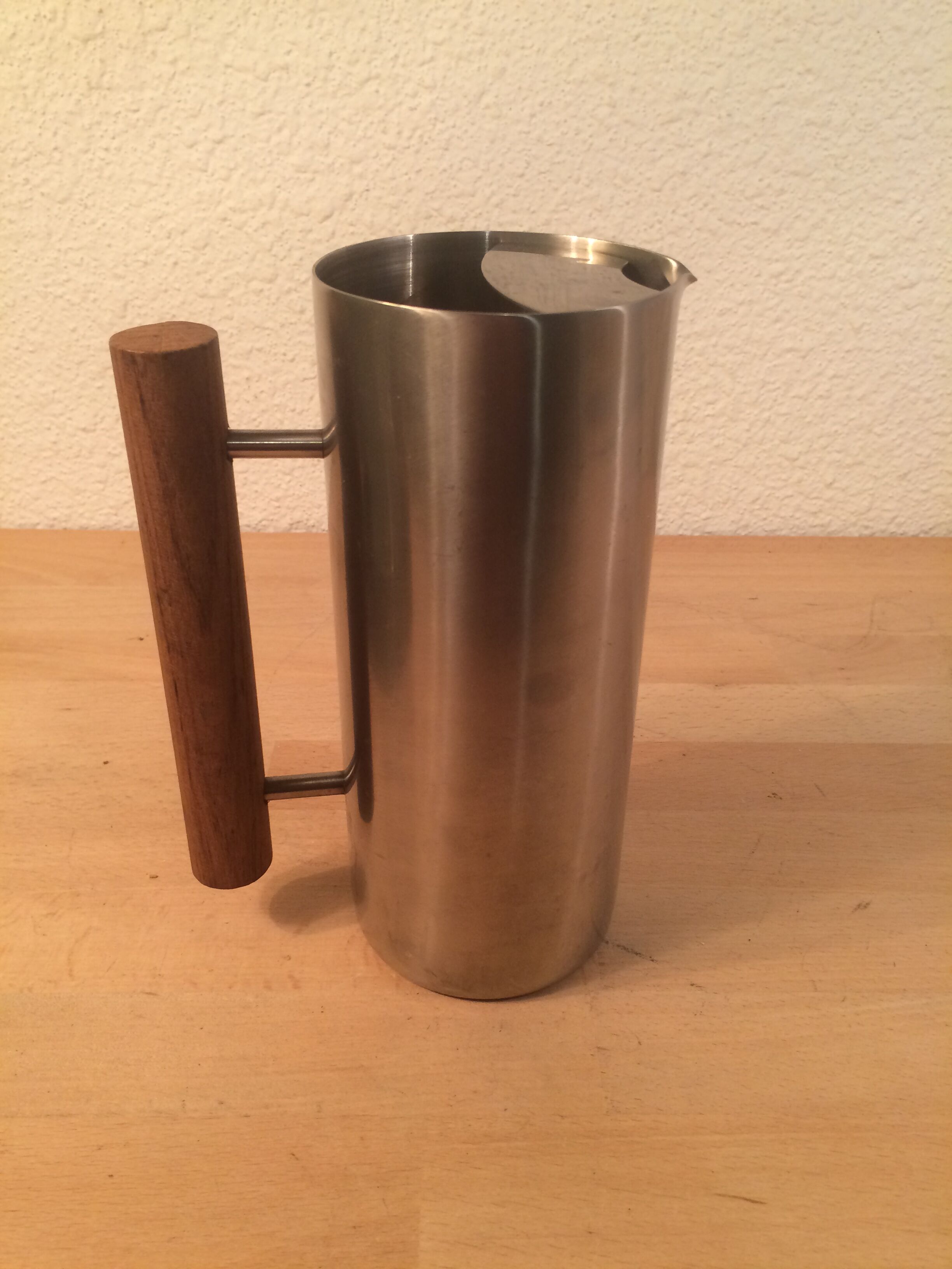 Scandinavian pitcher by Guy Degrenne stainless steel and wood