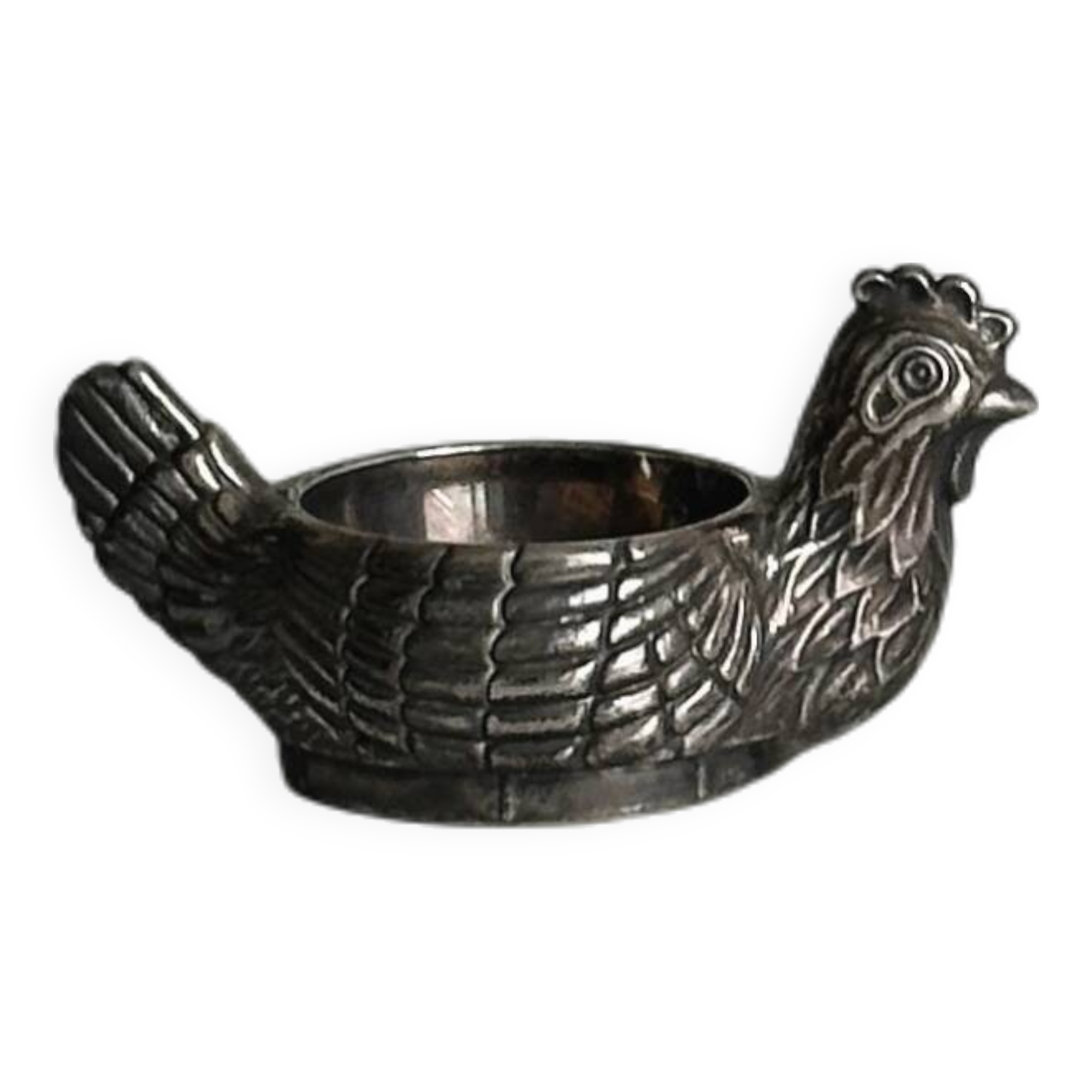 Antique egg cup in the shape of a hen