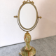 Miroir de table vintage en onyx vert et laiton doré