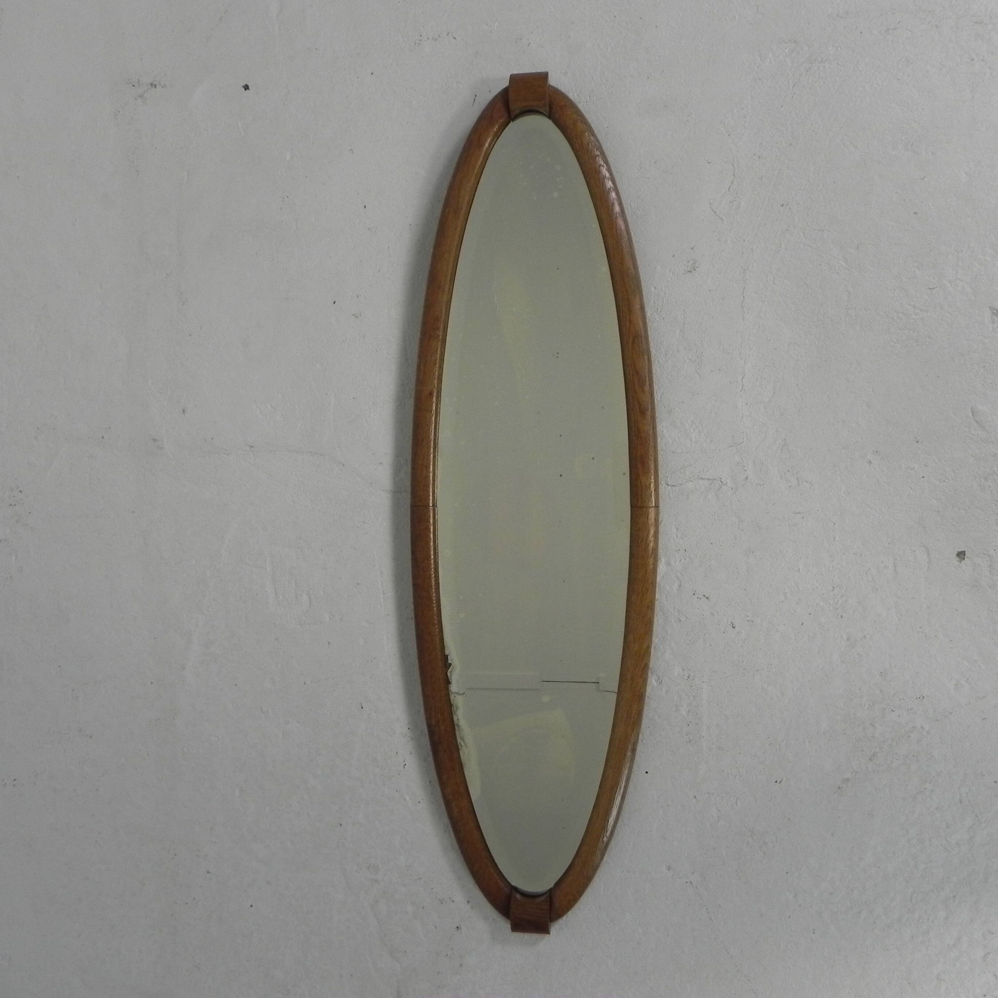 Oval gold mirror with faceted edge, 1950s
