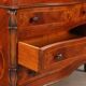 Antique drop-leaf table in walnut with maple inlays, Italy, 20th century.