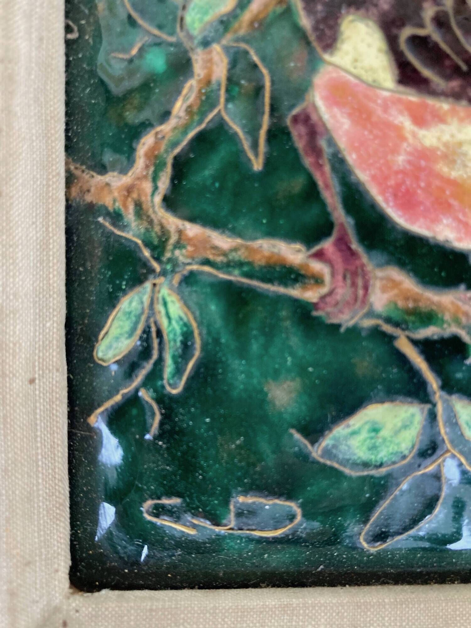 Emaux de Limoges, "Le Loriot", signed by master enameler Christiane Dujardin, 1950s-1960s
