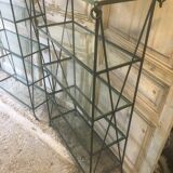 Pair of wrought iron and glass bookcase shelves