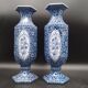 Antique 19th century Delft pair of hexagonal vases - Petrus Regout Maestricht