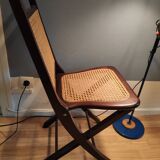 Wooden folding chairs and caning