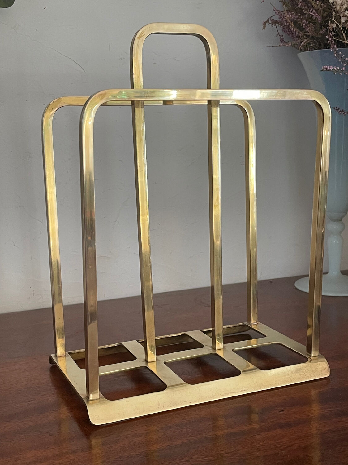 Modernist brass magazine rack circa 1940