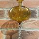 East German GDR Mouth-Blown Amber Art Glass Vase with Swirled Ribbing Texture, Possibly by Lauscha