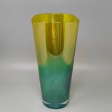 1970s Luxury Green and Yellow Handcrafted Vase in Murano Glass by Ca dei Ve