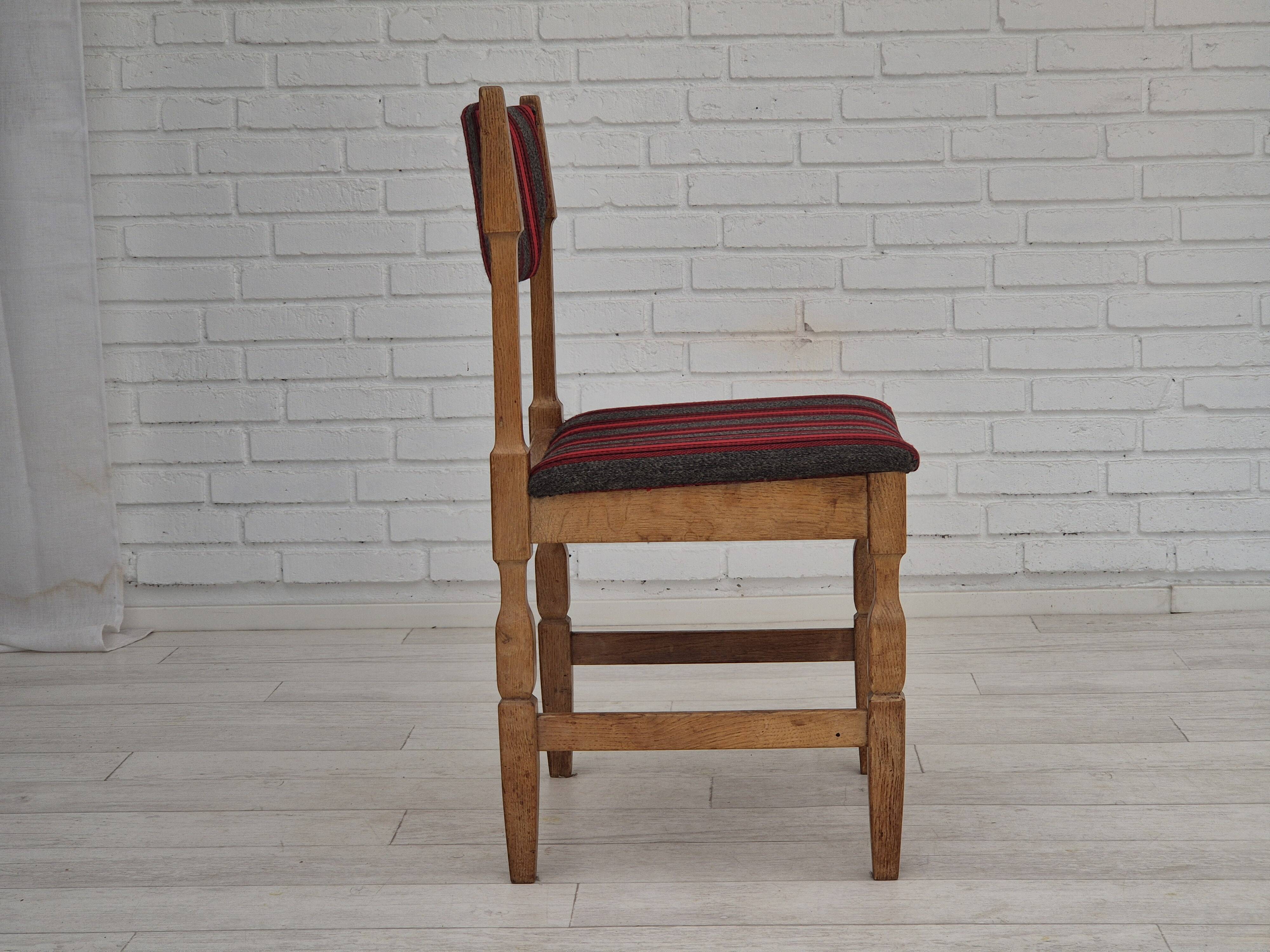 1970s, Danish set of 4 dining chairs, original condition, oak, wool.