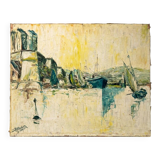 Animated view of a table with sailboats, signed.