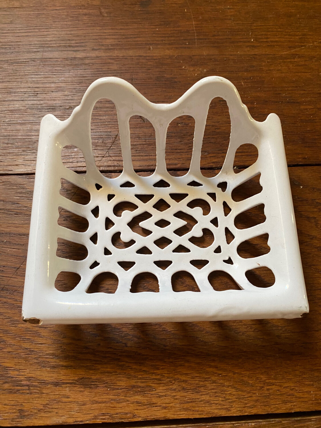White cast iron soap holder