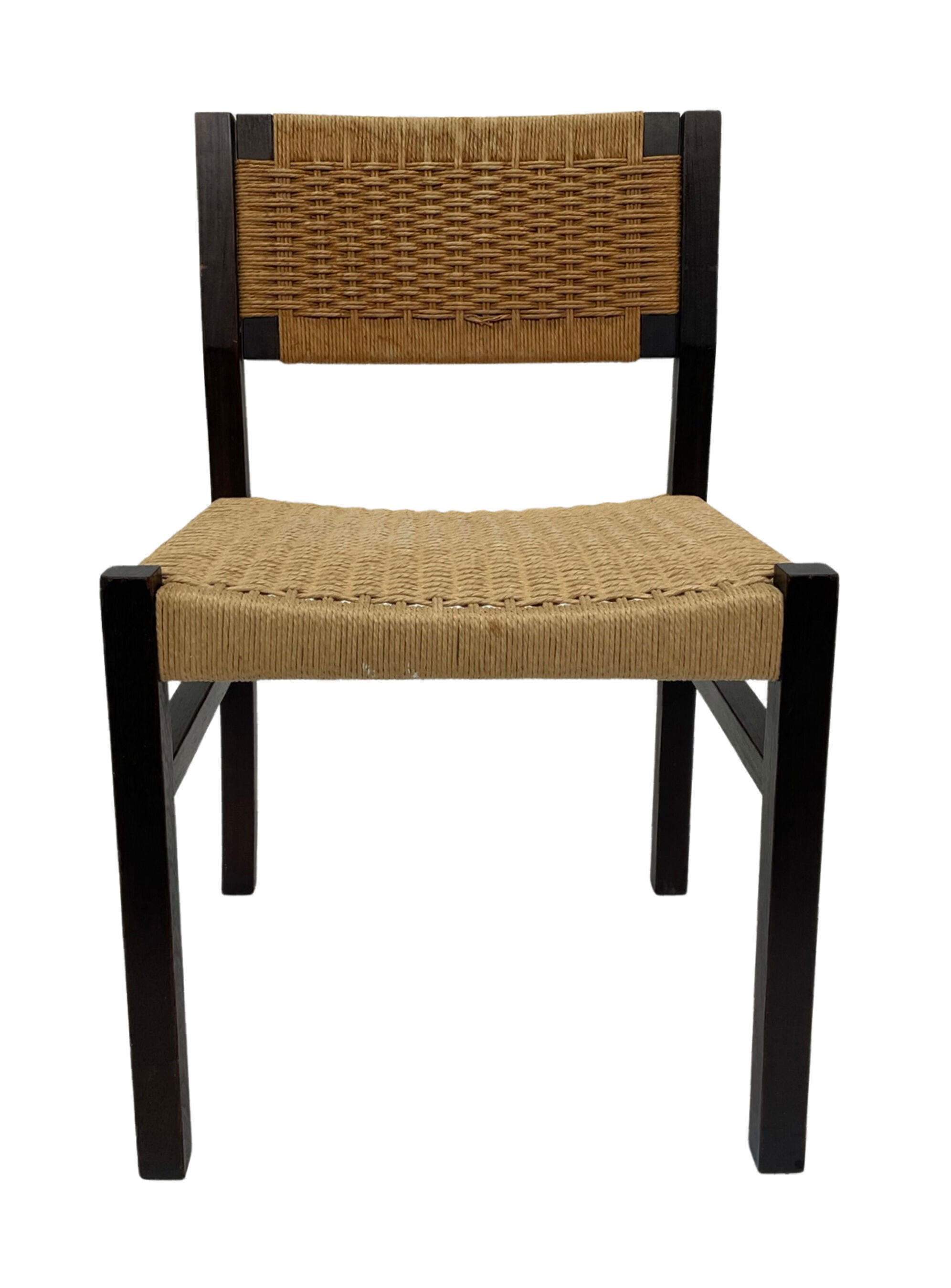 Vintage dining room chairs with papercord seat / 1970 design