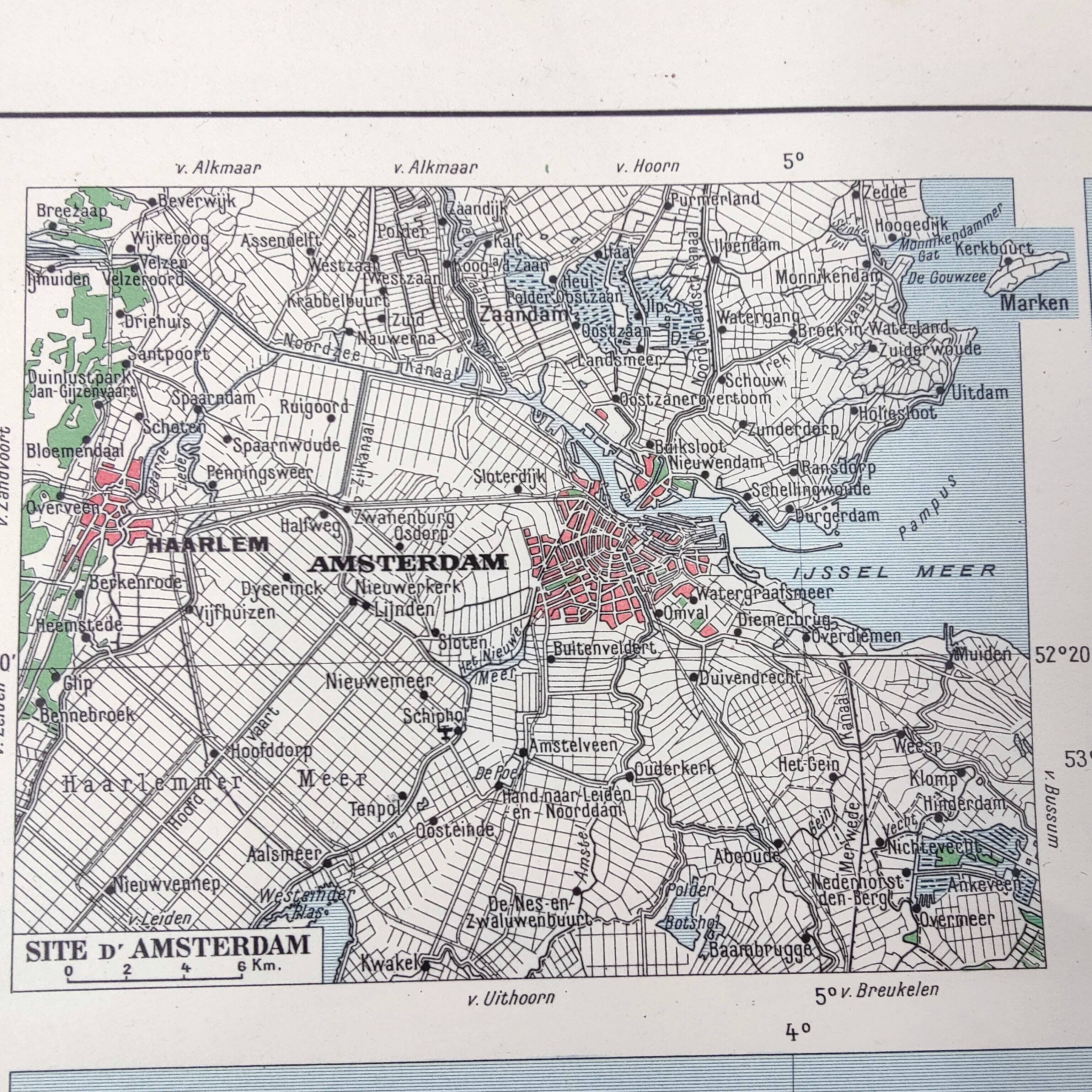 Map of the Netherlands Amsterdam Rotterdam 43x43cm from 1950