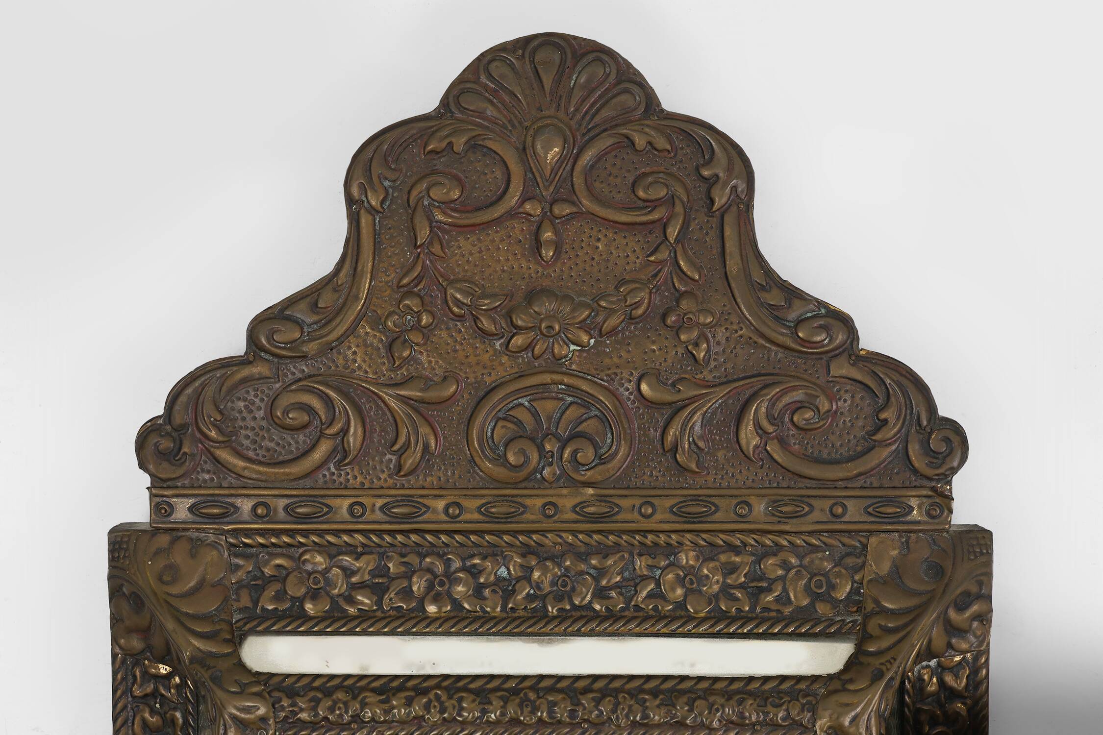 French copper Art Deco wall cabinet with beveled mirror, 1930s